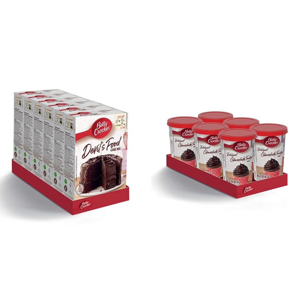 Betty Crocker Devil's Food Chocolate Cake Mix 425G (Pack Of 6) & Chocolate Fudge Icing 400G (Pack Of 6)