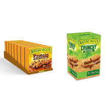 Nature Valley Protein Peanut & Chocolate Gluten Free Cereal Bars 4 x 40g (Pack of 8, total 32 Bars) & Crunchy Granola Bars Oats 'n' Honey, Pack of 40
