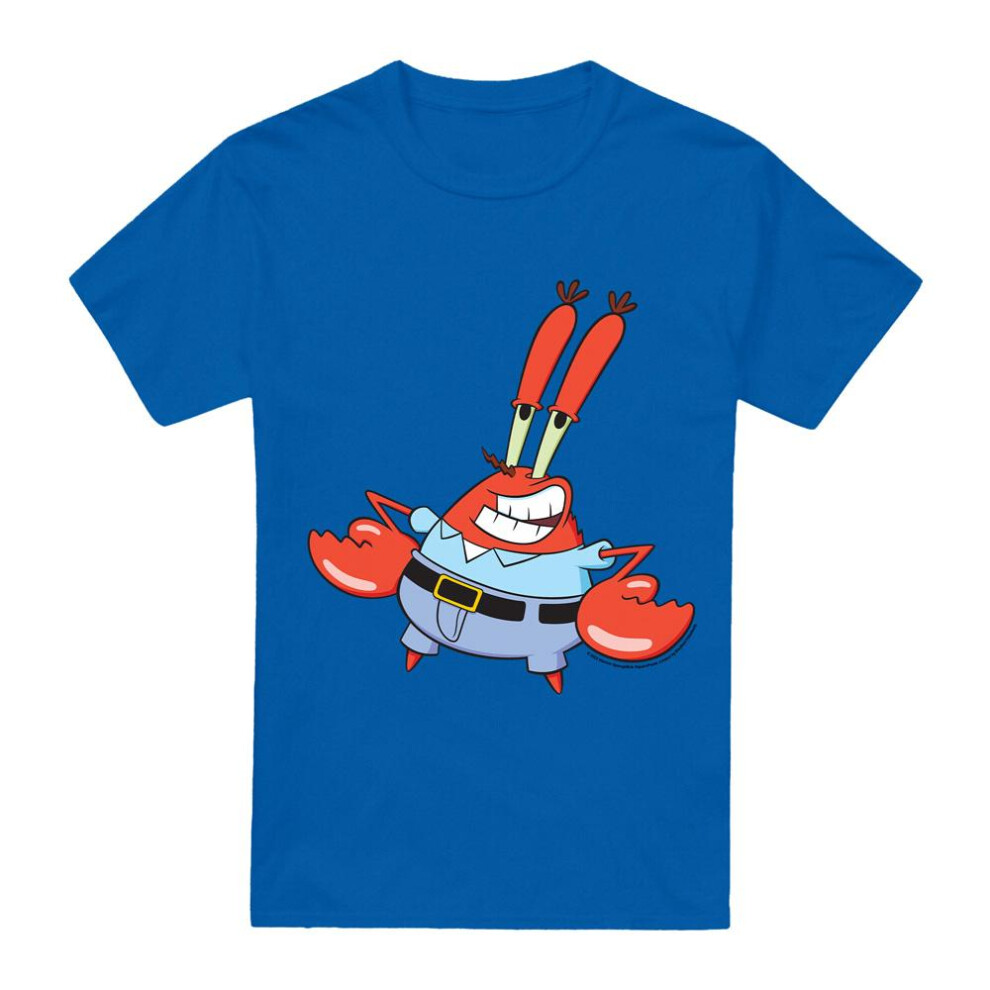 Spongebob Squarepants (S, Royal ) Mens Mr Krabby T-Shirt Blue