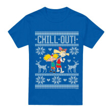 (M, Royal Blue) Hey Arnold! Mens Chill Out Arnold & Helga Christmas Jumper T-Shirt