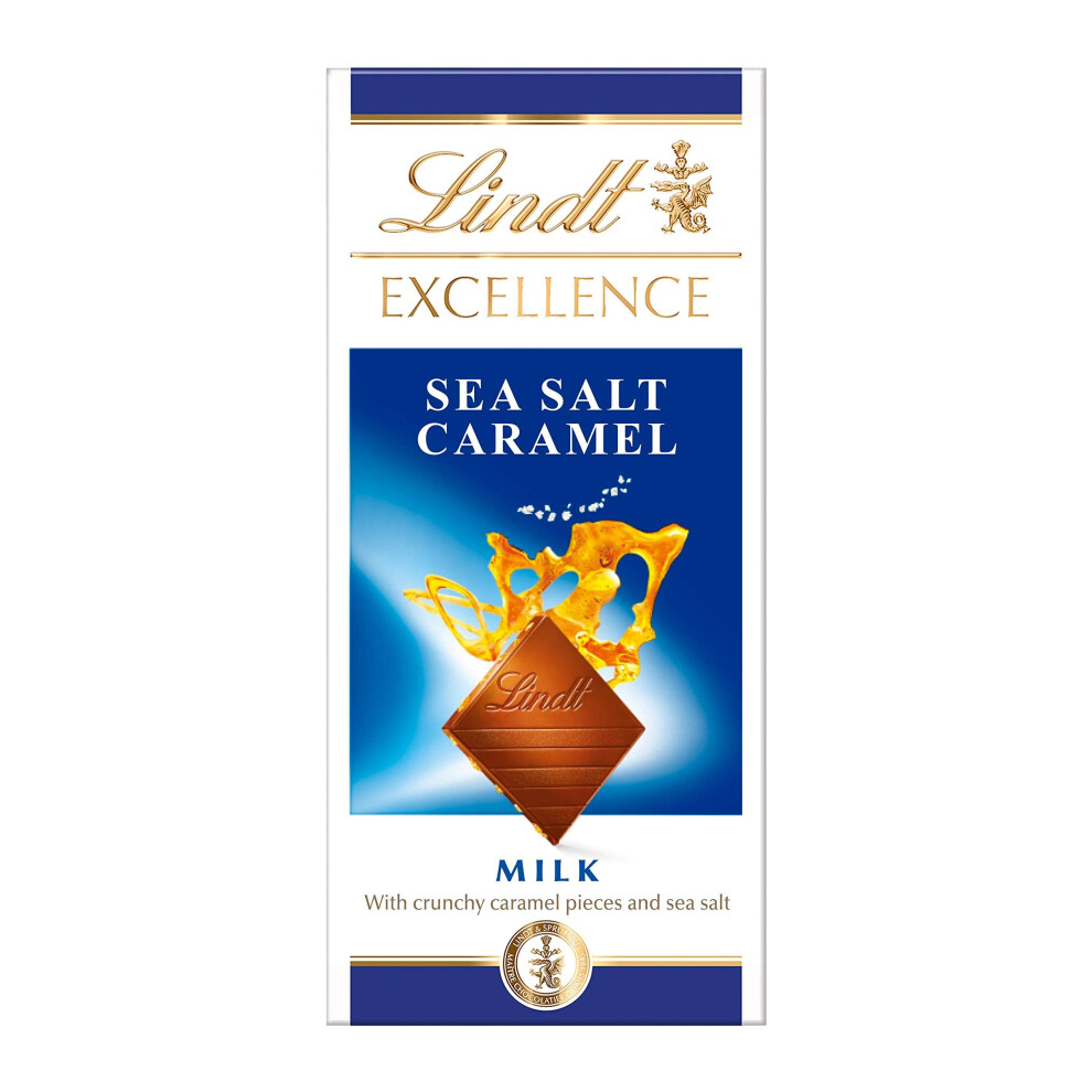 Lindt Excellence Milk Chocolate, Sea Salt & Caramel Bar, 100G (Pack Of 10)