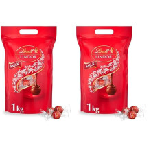 Lindt Lindor Milk Chocolate Truffles Bag - Approx 80 balls, 1kg - Chocolate Truffles with a Smooth Melting Filling - Gift Present or Sharing Box -