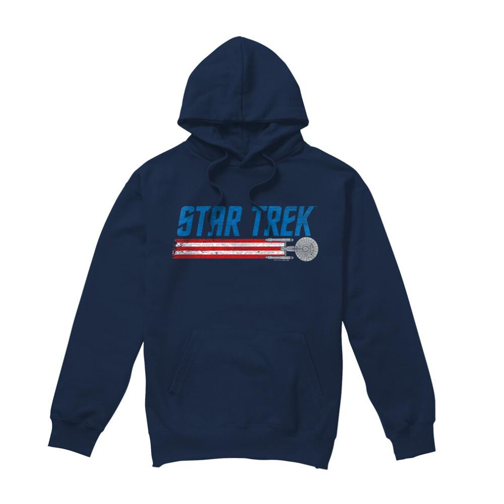 Star Trek (Xxl, Navy) Mens Enterprise Americana Hoodie Blue,Multicoloured