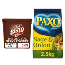 Bisto Roast Dinner Bundle: 1 x 3 Kg Bisto The Original Gravy Powder Tub & 1 x 2.5 Kg Paxo Sage and Onion Stuffing Mix Tub - Ideal for Pubs, Carveries