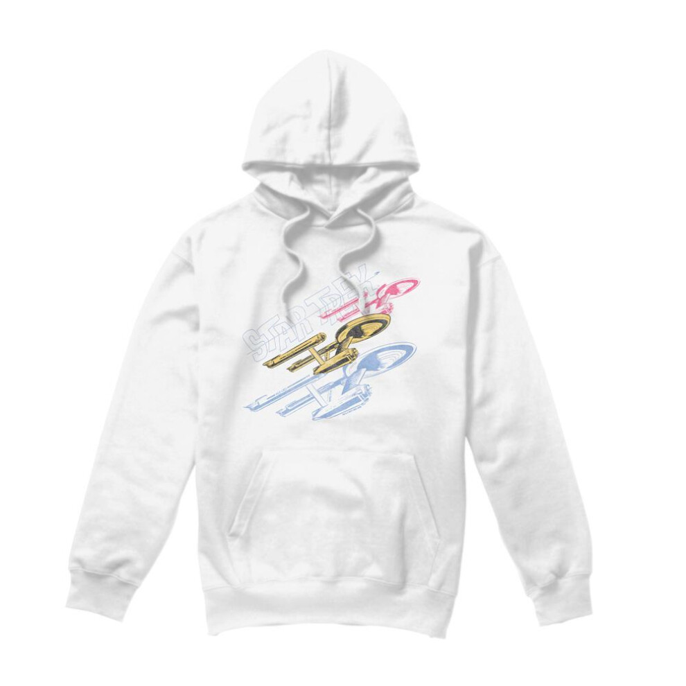Star Trek (M, ) Mens Tri Enterprise Retro Hoodie White