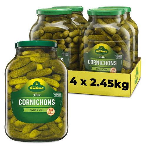 Kuhne Cornichons, 2.45 kg (Pack of 4)