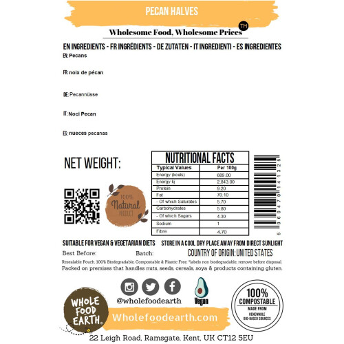 Wholefood Earth - Pecan Halves 250 g 1
