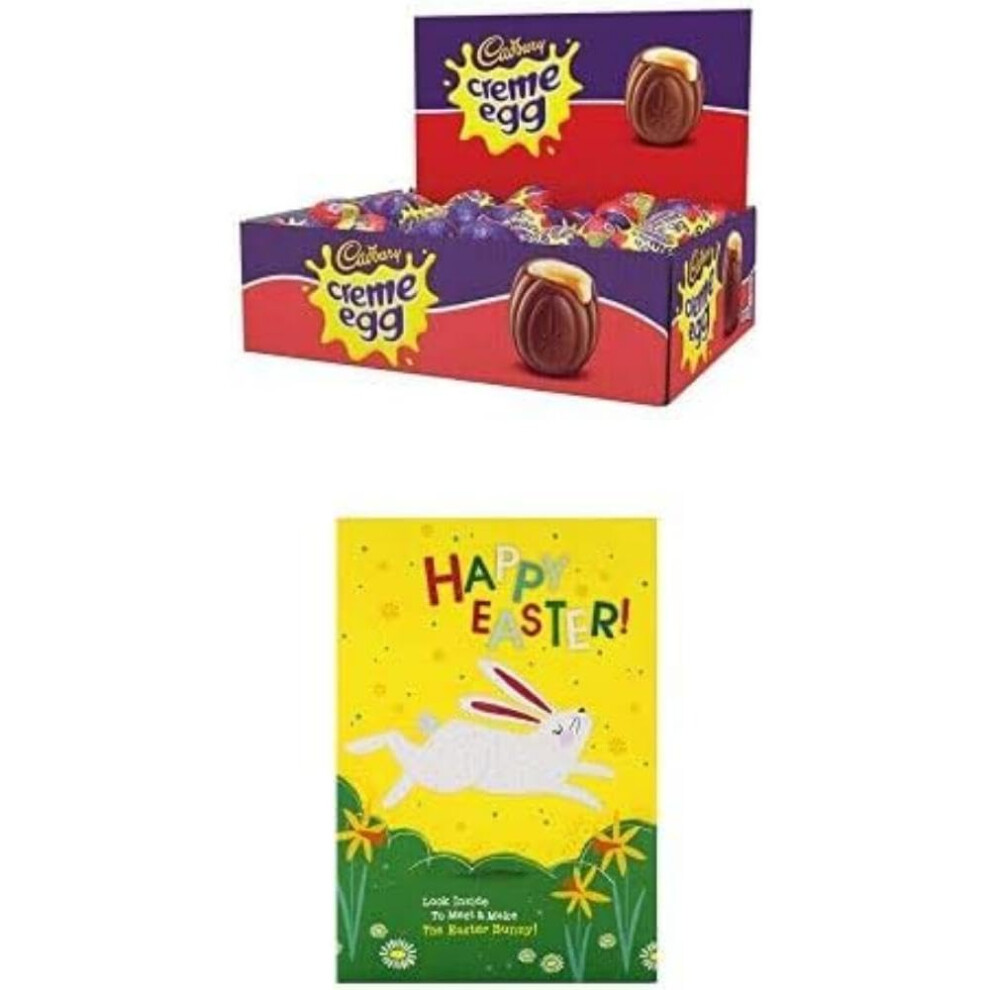 Cadbury Creme Egg, Box Of 48 With Easter Activity Card From Hallmark - 'Make Your Own' Finger Puppet Design White/Yellow