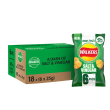 Walkers Less Salt A Dash of Salt and Vinegar Multipack Crisps 6x25g