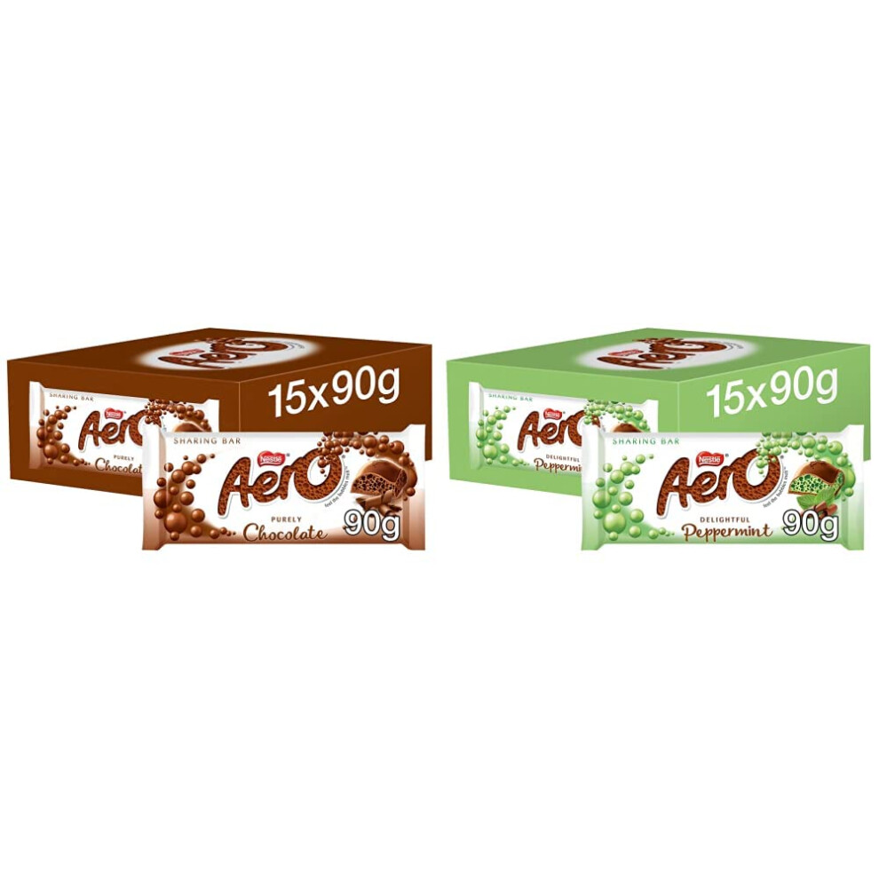 Aero - Bubbly Milk Chocolate Sharing Bars | 15 X 100G Chocolate Bars & - Bubbly Peppermint Milk Chocolate Sharing Bars | 15 X 100G Chocolate Bars