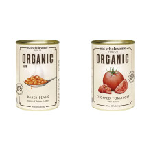Eat Wholesome Organic Baked Beans 400g (Pack of 12) & Eat Wholesome Organic Chopped Tomatoes 400g (Pack of 12)
