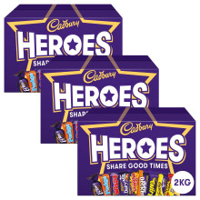 Cadbury Heroes Chocolate Bulk Sharing Box, Milk Chocolates Individually Wrapped, 2 Kg (Pack of 3)