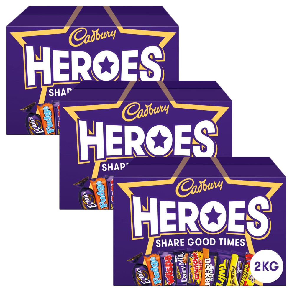 Cadbury Heroes Chocolate Bulk Sharing Box, Milk Chocolates Individually Wrapped, 2 Kg (Pack Of 3)