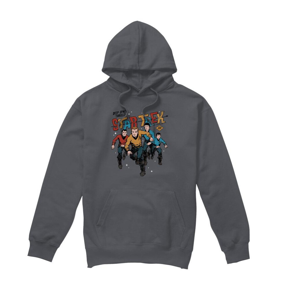 Star Trek (S, Charcoal) Mens Deep Space Thrills Hoodie Multicoloured