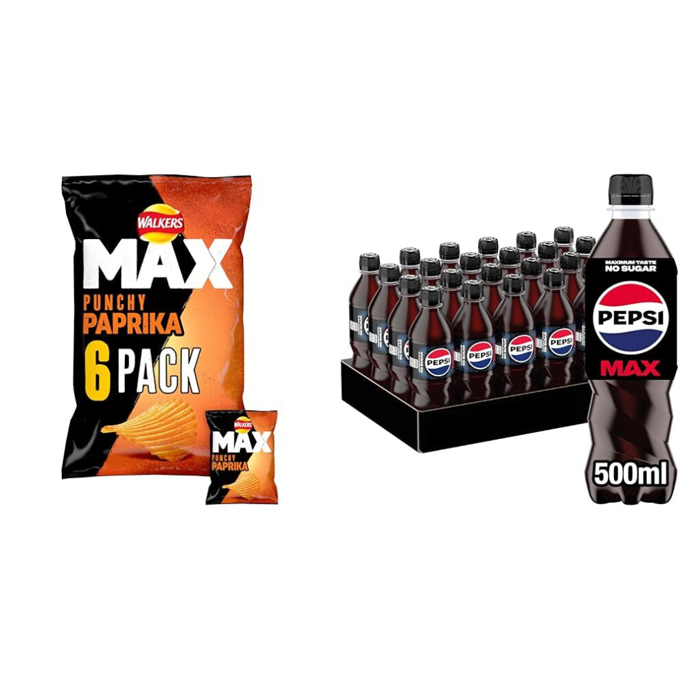 Walkers Max Punchy Paprika Multipack Ridged Crisps 6X27g