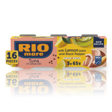 Rio Mare Tuna in Olive Oil with Lemon and Pepper, 48 x 65g, Prime Quality Tinned Fish, Italy's Canned Tuna, Sustainably sourced