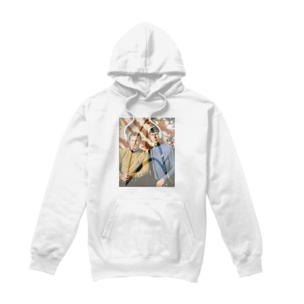 Star Trek (L, ) Mens Classic Duo Hoodie White