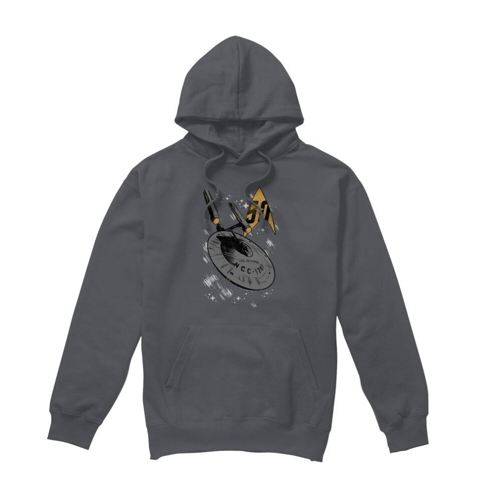Star Trek (L, Charcoal) Mens Enterprise Dash Hoodie Multicoloured