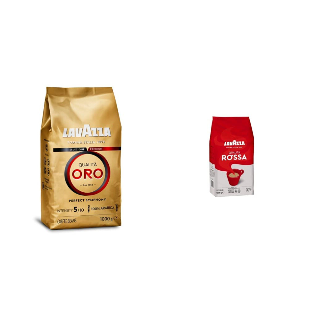 Lavazza Qualit? Oro, 100% Arabica Medium Roast Coffee Beans, Pack Of 1 Kg & Rossa Qualita Medium Roast Whole Coffee Beans, 1Kg