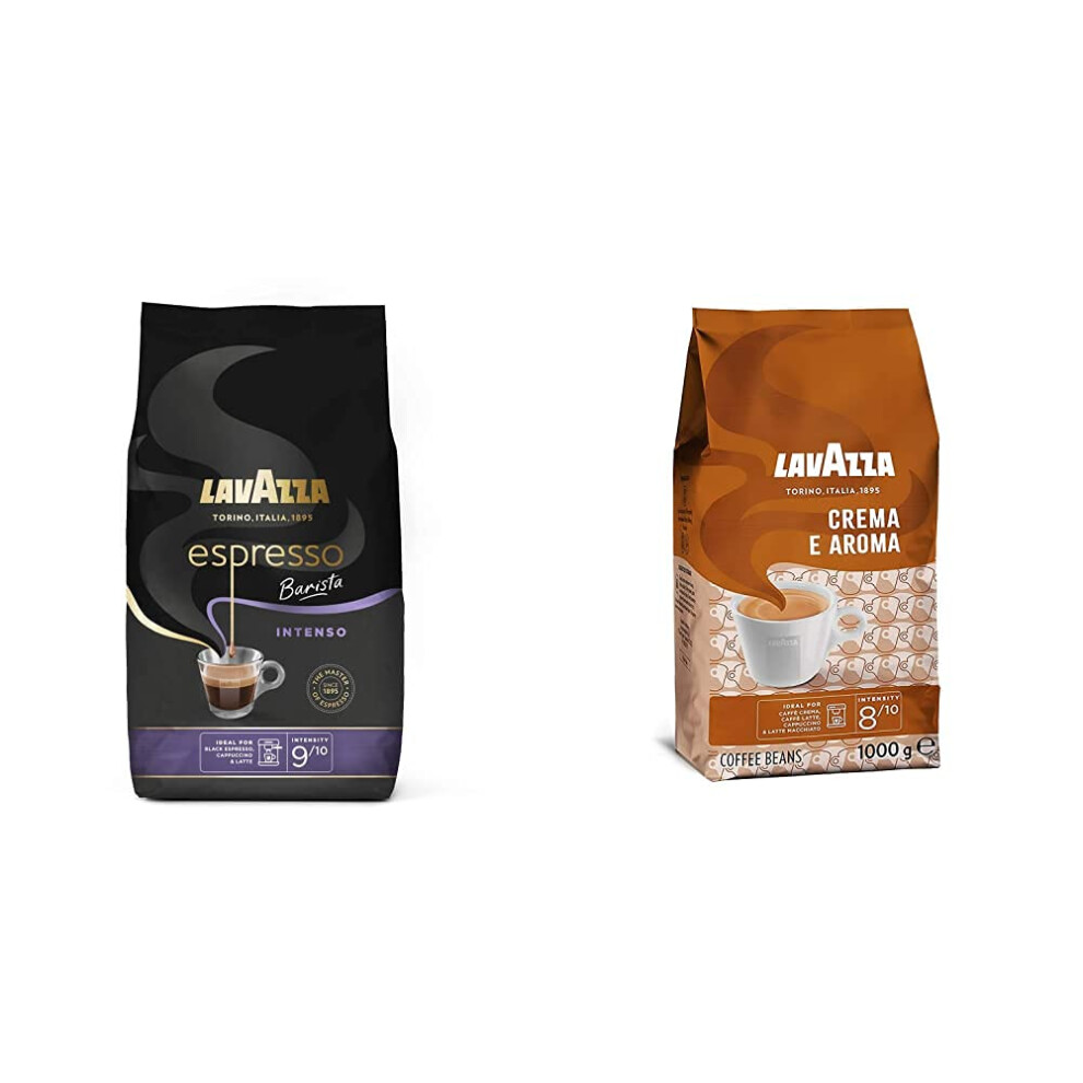 Lavazza Espresso Intenso Barista, Arabica And Robusta Drum Roast Coffee Beans, 1 Kg Pack & Crema E Aroma, Arabica And Robusta Medium Roast Coffee