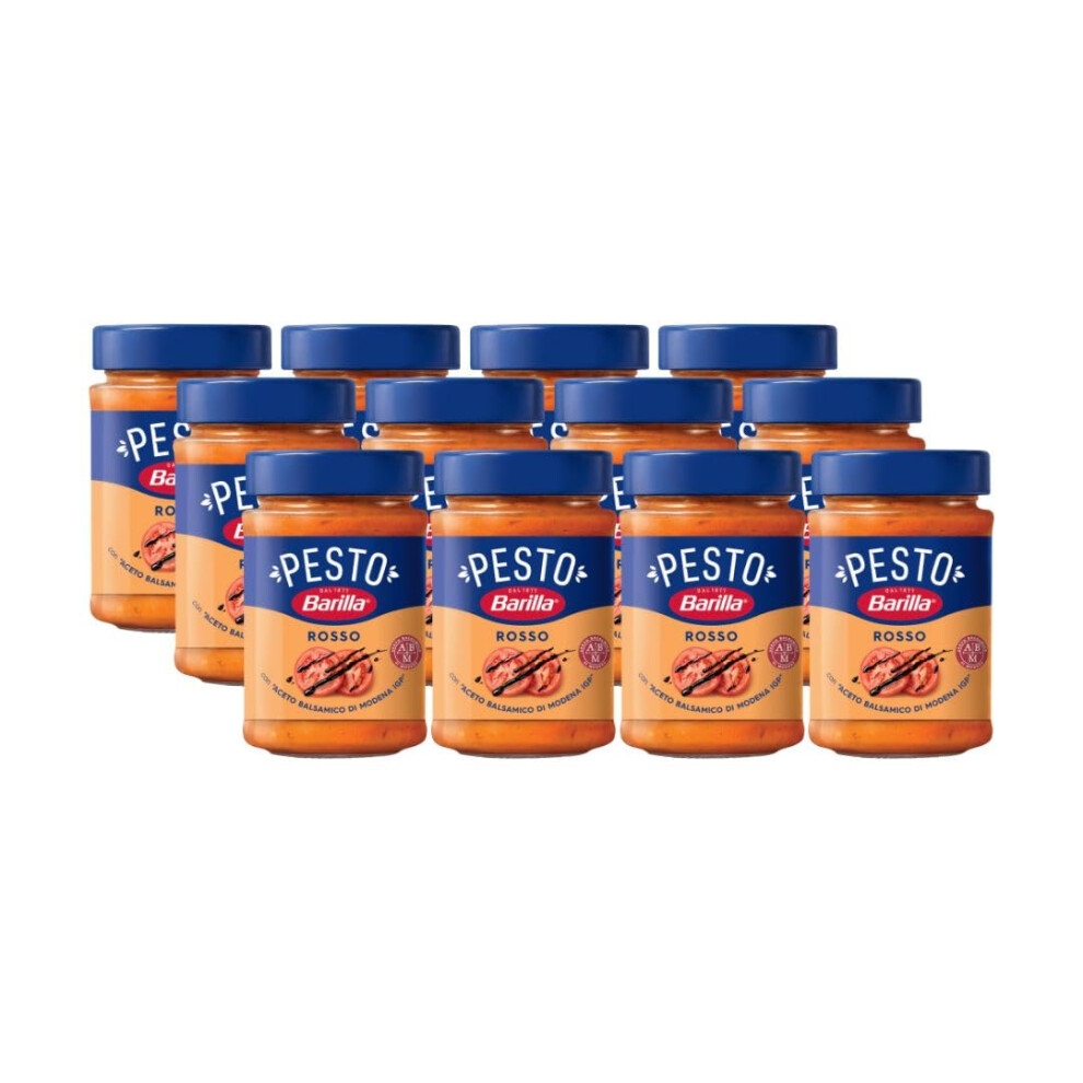 Barilla Pesto Rosso ? Italian Pesto Pasta Sauce With Sun-Dried Tomatoes & Balsamic Vinegar ? Bulk Pack Of 12 X 200G Jars Red