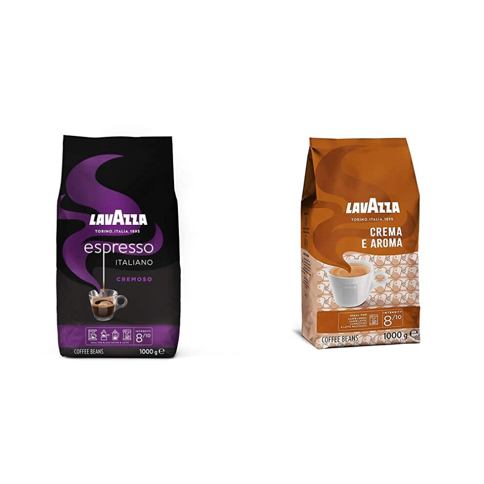 Lavazza Espresso Cremoso, 100% Arabica Medium Roast Coffee Beans, 1 Kg Pack & Crema E Aroma, Arabica And Robusta Medium Roast Coffee Beans, Pack Of 1