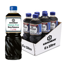Kikkoman Tamari Gluten free Soy Sauce, 1 Litre, (Pack of 6), Naturally Brewed