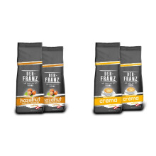 DER-FRANZ Coffee, Flavoured with Natural Hazelnut, Ground, 500 g (2-Pack) & Crema Coffee UTZ, Ground, 2 x 500 g