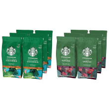 STARBUCKS Single-Origin Colombia Medium Roast Ground Coffee, 200 g (Pack of 6) & Caff? Verona Dark Roast Ground Coffee, 200 g (Pack of 6)