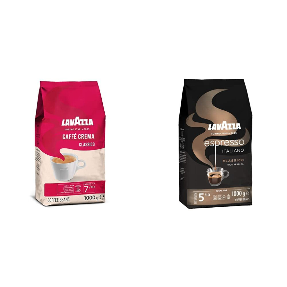 Lavazza Caff? Crema Classico, Coffee Beans, Arabica And Robusta, Cocoa And Wood Notes, Intensity 7/10, Medium Roasting, 1 Kg & Espresso Italiano