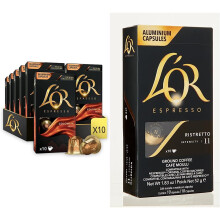 L'OR Origins Colombia Coffee Pods x10 (Pack of 10, Total 100 Capsules) & Espresso Ristretto Intensity 11 - Nespresso* Compatible Aluminium Coffee