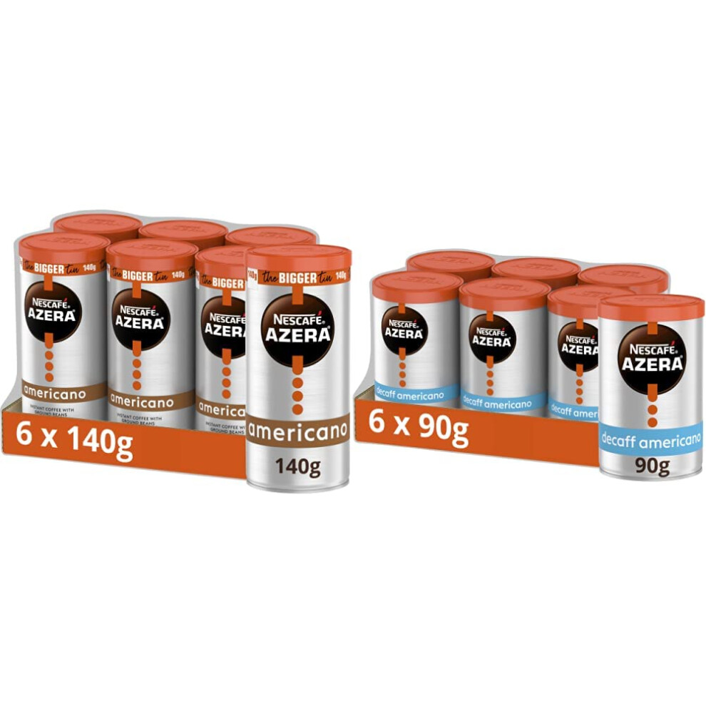 Nescafã‰ Nescafe Azera Americano Instant Coffee 140G (Pack Of 6) & Nescafe Azera Americano Decaff Instant Coffee 90G