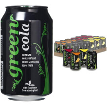 Green Cola Cans 24 Pack, No Sugar Soft Drink, 0 Calories, No Aspartame, Natural Caffeine, 100% Taste & Soft Drinks - Mixed Case/Variety Pack of 24