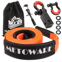 METOWARE Cinghia di Recupero Heavy Duty - 3" x 20ft(35,000lbs) Cinghia Salvavita + 3/4" D Ring Shackles(2pz) + Ricevitore