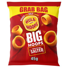 Hula Hoops BIG HOOPS SALTED Grab Bag Crisps 45g Bags, Case of 36 - Bigger Hoop, bold flavour. Bigger than standard sized Hula Hoops - No Artificial