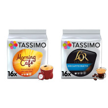 Tassimo Morning Caf? Coffee Pods x16 (Pack of 5, Total 80 Drinks) & L'OR Espresso Decaffeinato Coffee Pods x16 (Pack of 5, Total 80 Drinks)