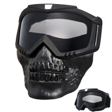 Occhiali da Moto Teschio con Maschera Facciale Rimovibile