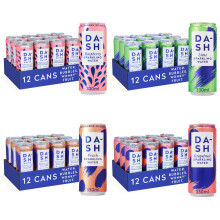 Dash Water - Pack of 48-12x Raspberry, 12x Lime, 12x Grapefruit, 12x Peach - NO Sugar, NO Sweetener, NO Calories - Infused with Wonky Fruit (330ml per
