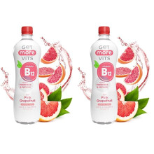 Get More Vits - B12 Vitamins Still Pink Grapefruit Flavoured Spring Water (12 x 500ml), Supports Energy Release, Tackle Tiredness & Fatigue, Natural