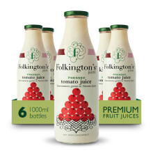Folkington's Tomato Juice, 6 x 1 Litre Bottles, Premium Juice, Pack of 6
