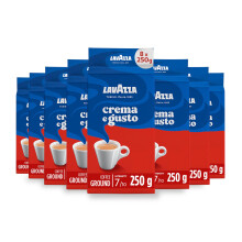 Lavazza, Crema e Gusto Classico, Ground Coffee, 8 Packs of 250g, Ideal for Moka Pot or Filtered Coffee,Rounded and Inviting Taste, Intensity 7/10,