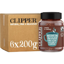 Clipper Super Special Organic Arabica Instant Coffee | 6 x 200g Jars | Bulk Buy for Home & Catering | Gourmet Coffee | Sustainable Fairtrade Coffee by