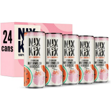 Nix & Kix | Watermelon & Hibiscus | 100% Natural Premium Sparkling Soft Drink | Low Calorie & Vegan Friendly | No Added Sugar Or Sweeteners | 250ml x