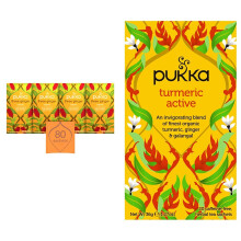 Pukka Three Ginger, Organic Herbal Tea with Galangal & Turmeric (4 Pack, Total 80 Tea bags) & Turmeric Active, Organic Herbal Tea with Ginger &