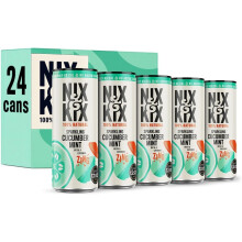 Nix & Kix | Cucumber & Mint | 100% Natural Premium Sparkling Soft Drink | Low Calorie & Vegan Friendly | No Added Sugar Or Sweeteners | 250ml x 24