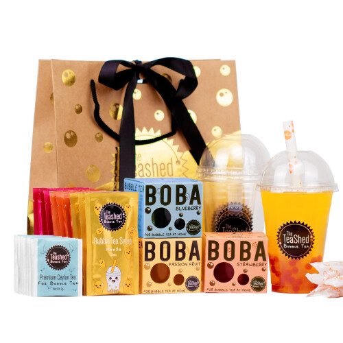 Bubble Tea Kit Syrup Gift Set with 9 Servings | Syrup + Tea + Boba Set | The TeaShed