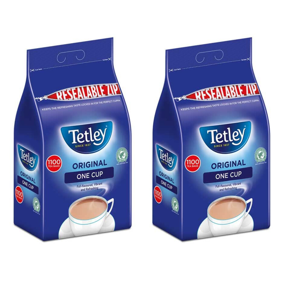Tetley Original One Cup Tea Bags - Bulk Value Pack - Full Flavoured British Brew - Perfect For Breakfast Or Anytime - Rainforest Alliance Black