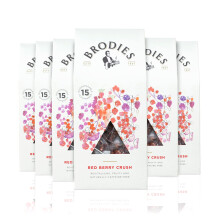 Brodies - Red Berry Crush in Biodegradable Pyramid Bags - 100% Natural Eco-Friendly and Sustainably Sourced - 6 Boxes Of 15 Pyramid Bags - Total Of 90