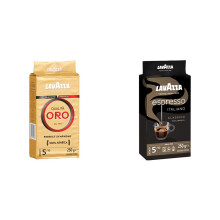 Lavazza Qualit? Oro, 100% Arabica Medium Roast Ground Coffee, 250 g, (Pack of 6) & Caffe Espresso, 100% Arabica Light Roast Ground Coffee, 250 g,