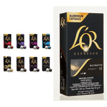 L'OR Favourites Assortment Nespresso Compatible Coffee Pods (Pack of 8, Total 80 Drinks) & Espresso Ristretto Intensity 11 - Nespresso* Compatible